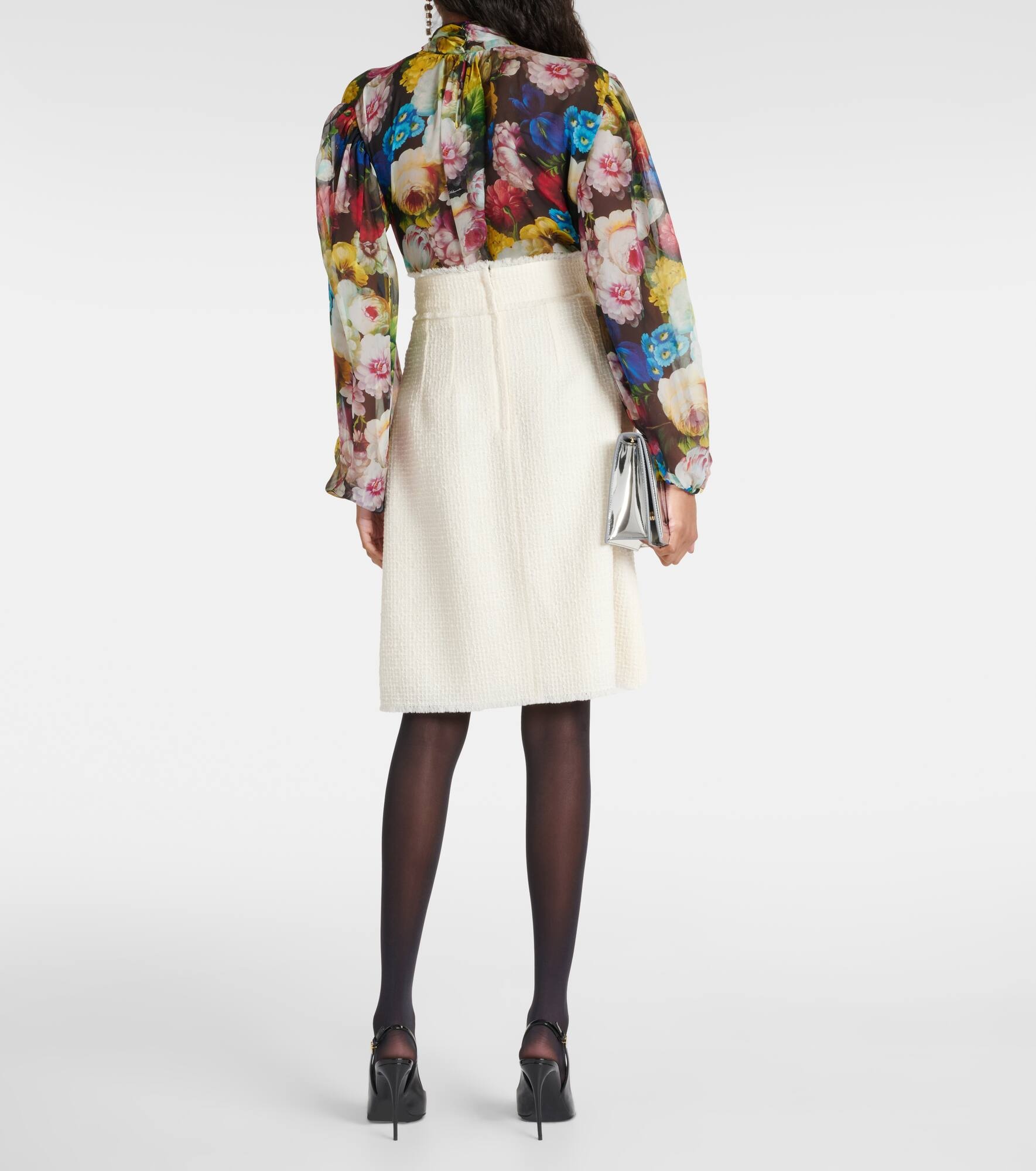 Wool-blend tweed midi skirt - 3