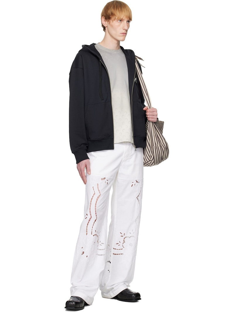 Marine Serre White Regenerated Household Linen Wide Leg Trousers outlook