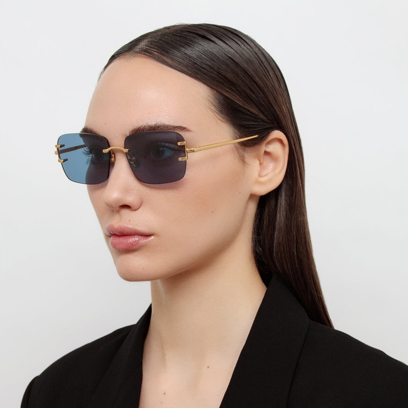 LINDA FARROW Men's Sasha Square Sunglasses in Yellow Gold outlook