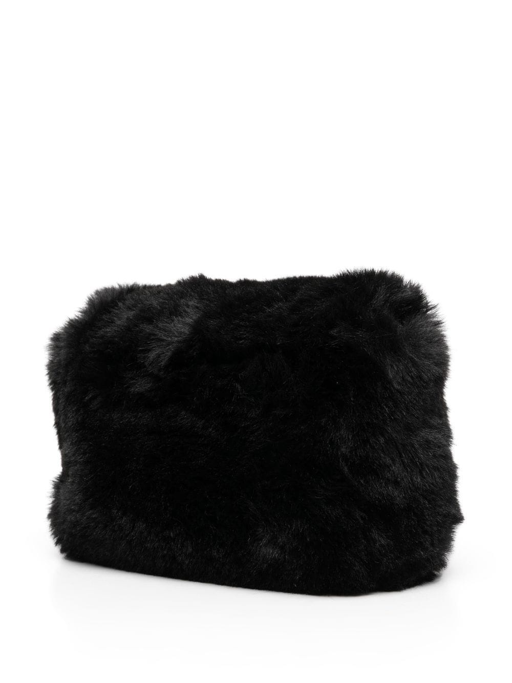 logo plaque faux fur shoulder bag - 4