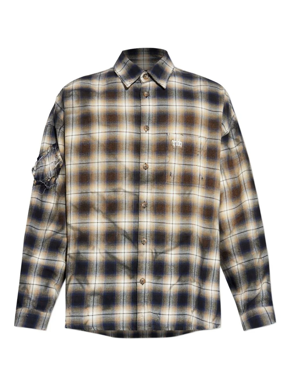 plaid ripped shirt - 1