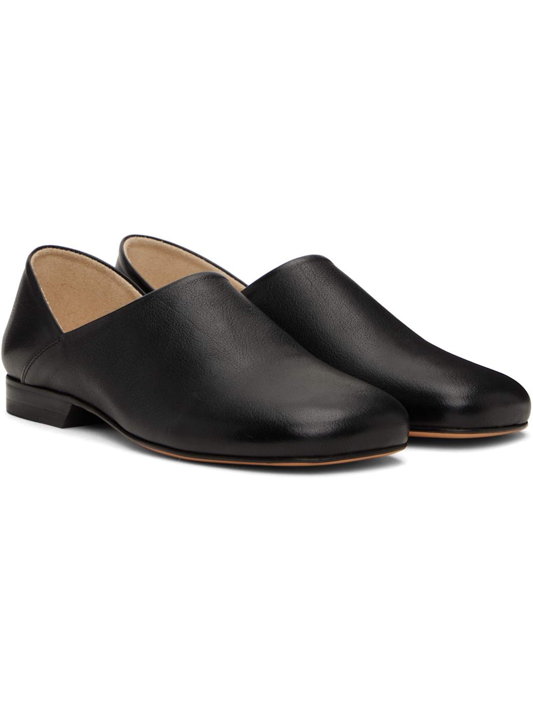 Black Leather Slippers - 4