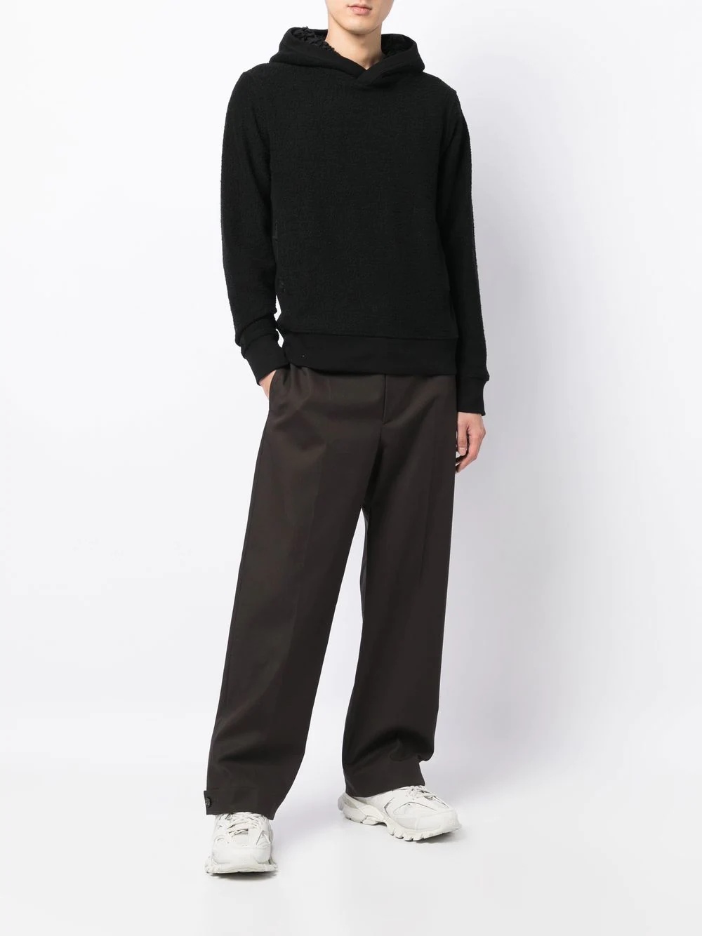 ruched-detail long-sleeved hoodie - 2