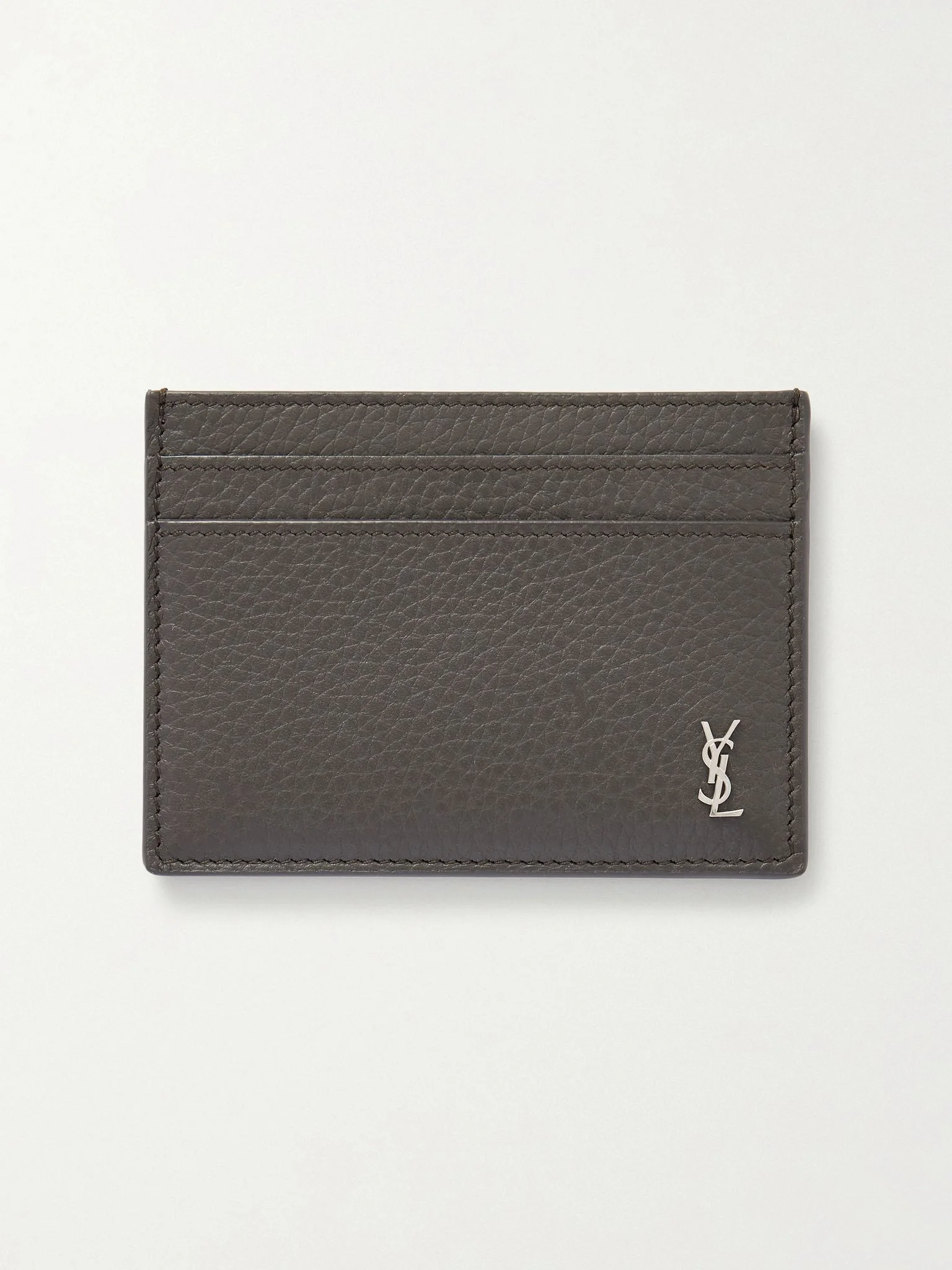 Tiny Cassandre Logo-Appliquéd Full-Grain Leather Cardholder Dark green - 1