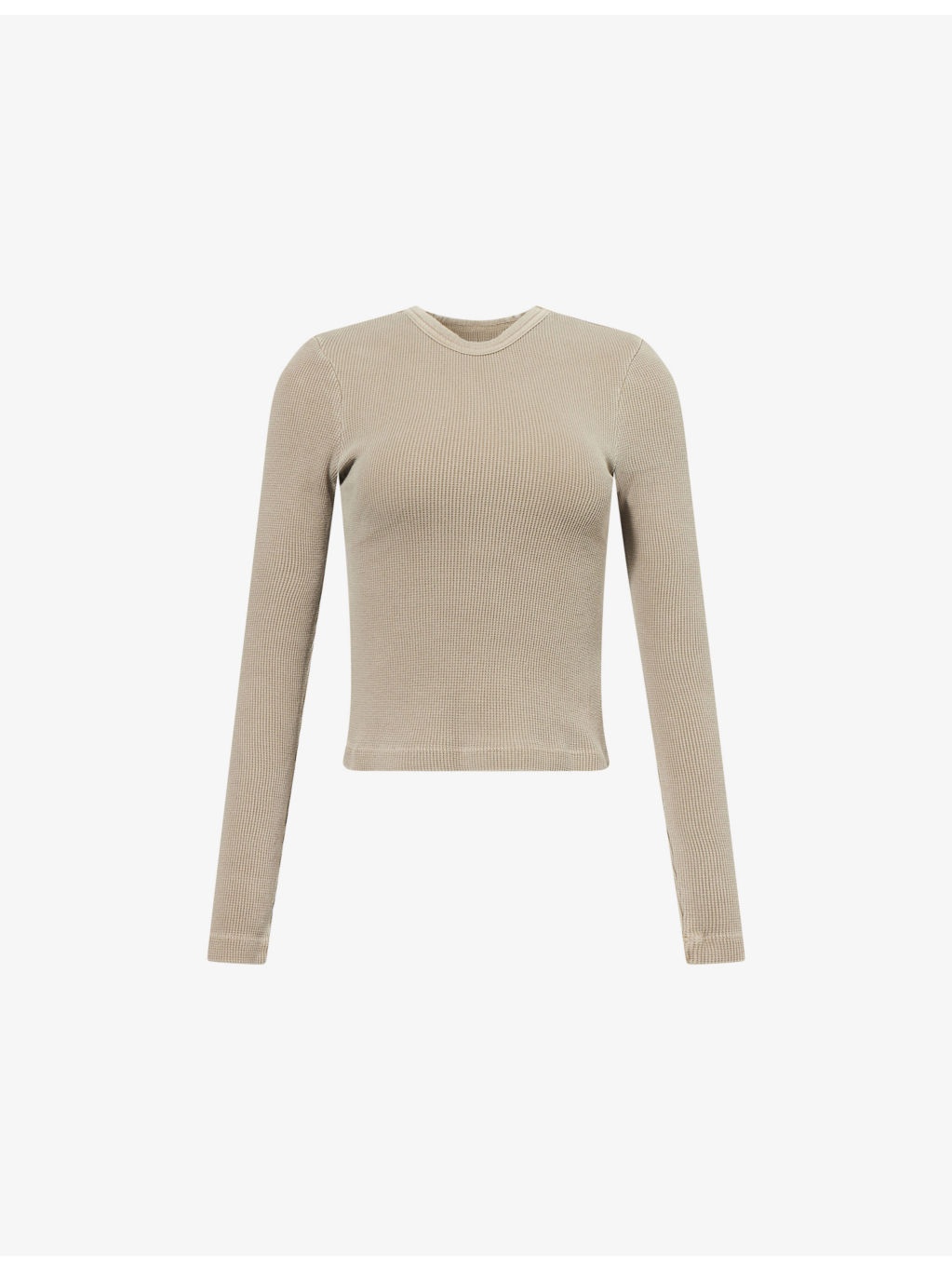 Pilar Long-Sleeve Waffle-Knit Cotton Top - 1