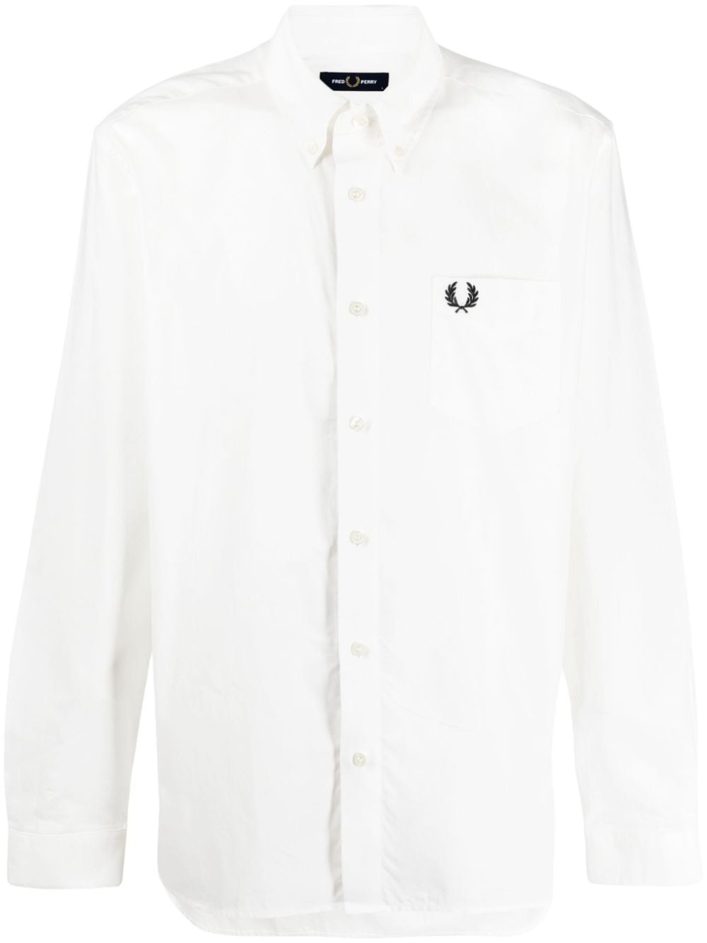 logo-embroidered cotton shirt - 1