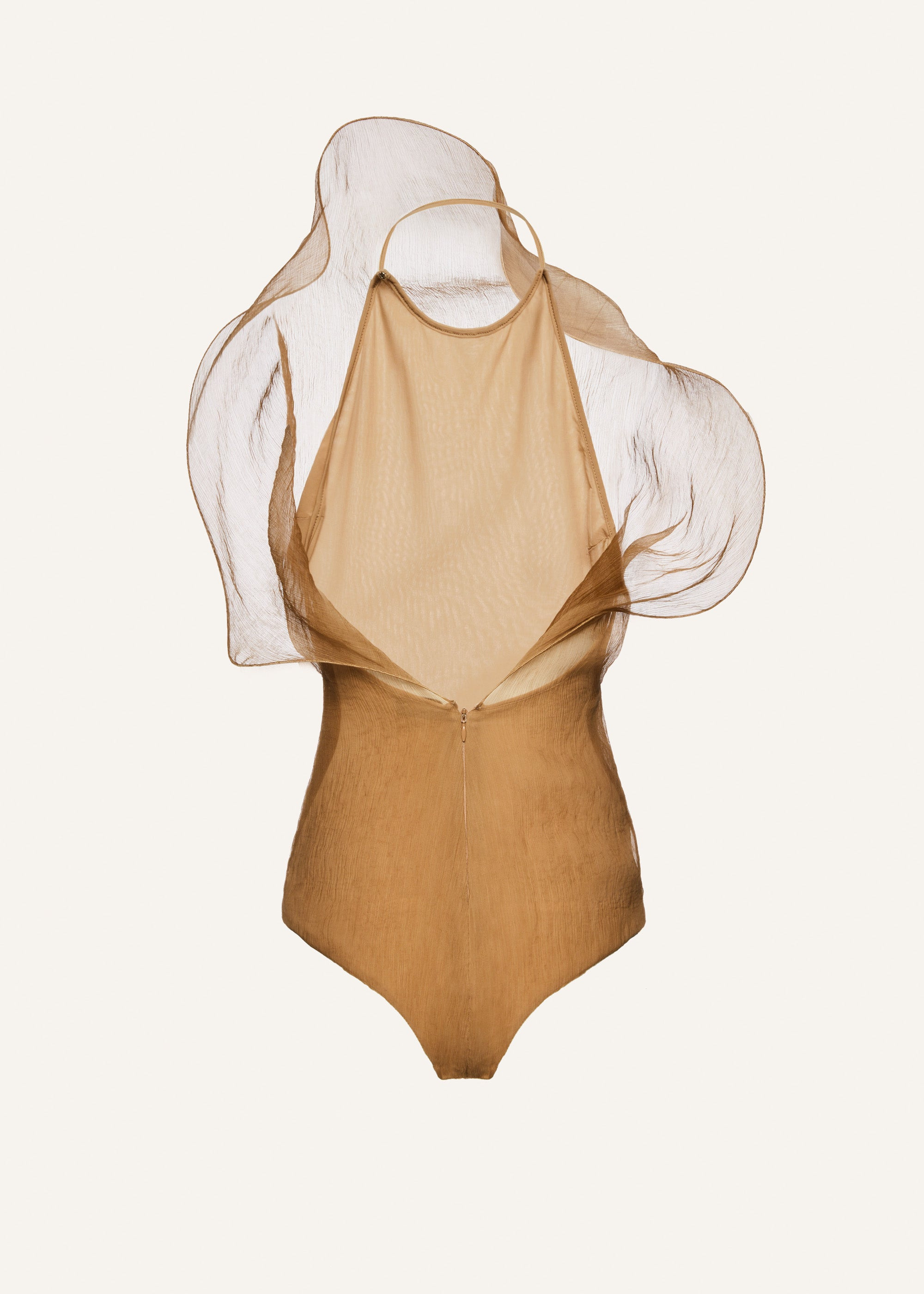 Silk organza bodysuit in beige - 2