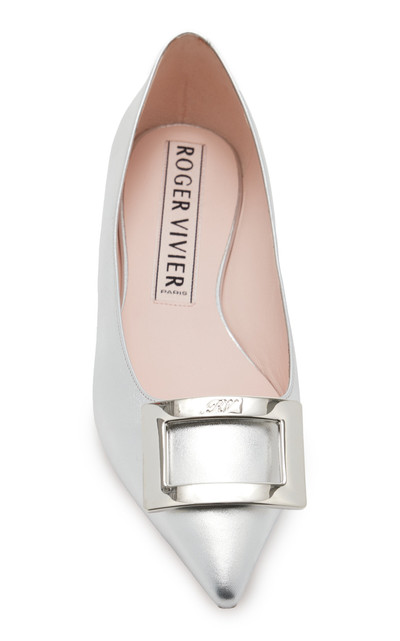 Roger Vivier Gommettine Metallic Leather Flats silver outlook