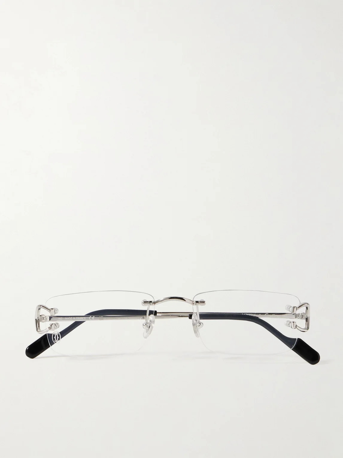 Rimless Rectangular-Frame Silver-Tone Optical Glasses - 1