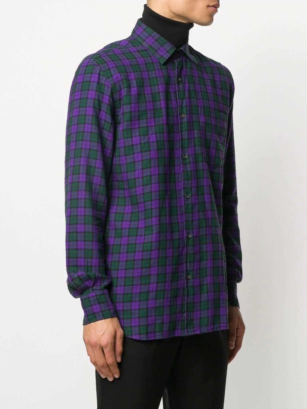 color-block check shirt - 3