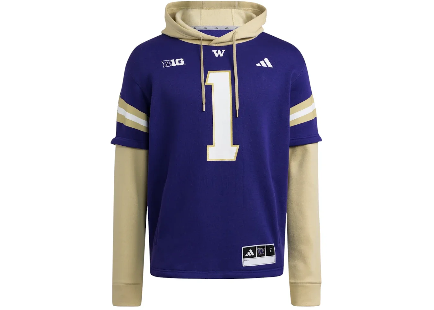 adidas Huskies Jersey Hoodie Washington Team College Purple White Team Sand - 1