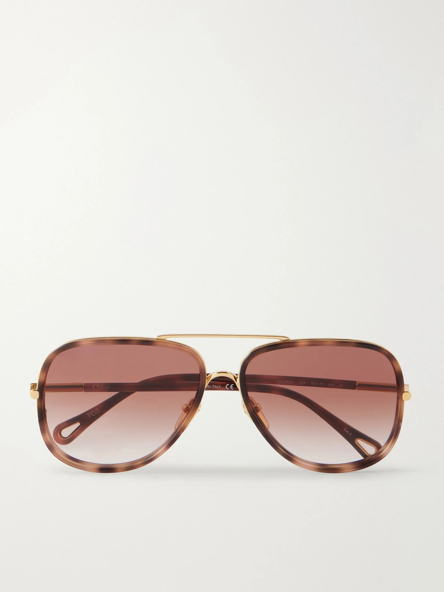 Tubolar aviator-style tortoiseshell acetate sunglasses Tortoiseshell - 1