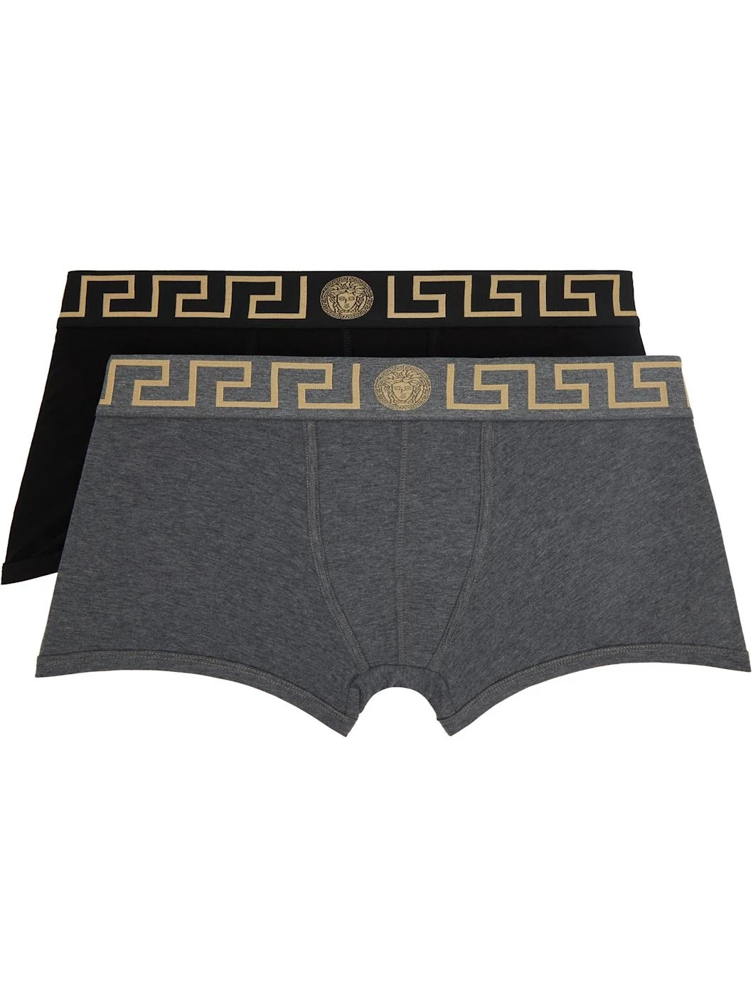 Two-Pack Black & Gray Greca Border Boxer Briefs - 1