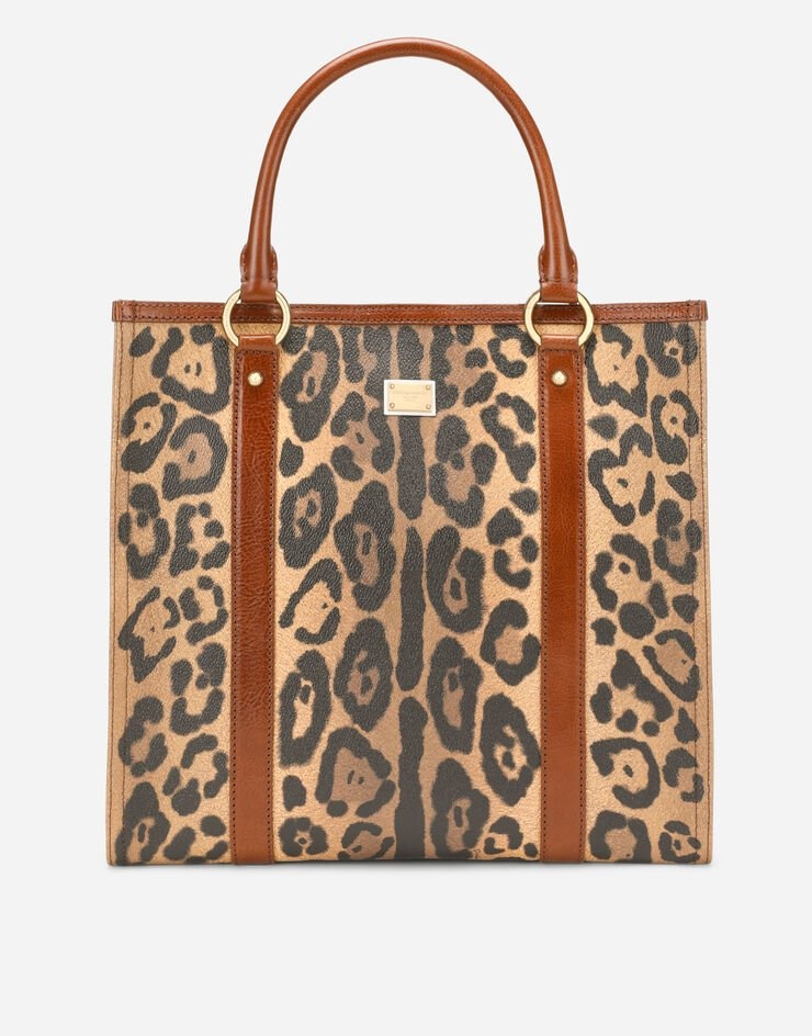 Leopard-print Crespo shopper with branded plate - 1