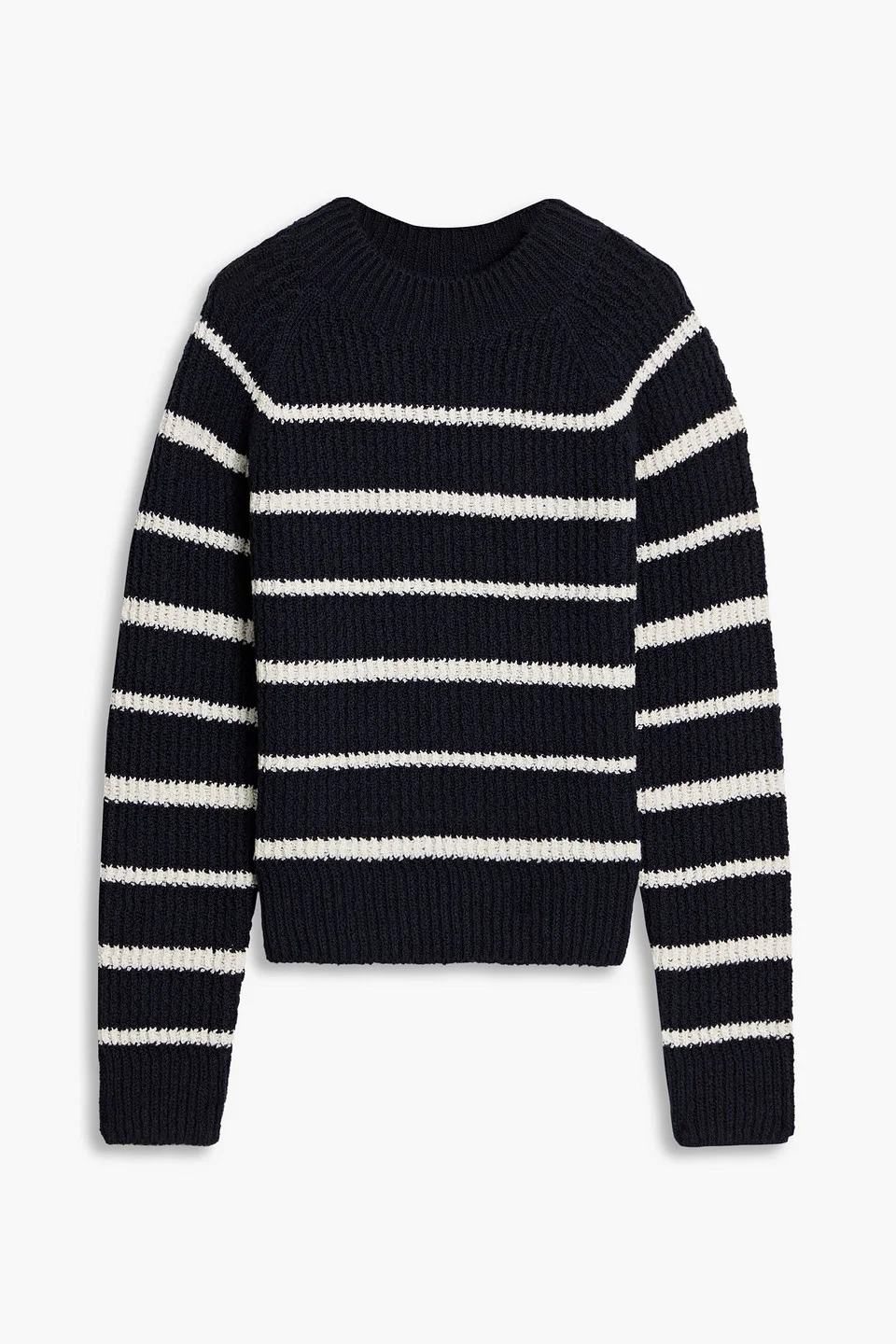 Striped ribbed cotton-blend sweater - 1