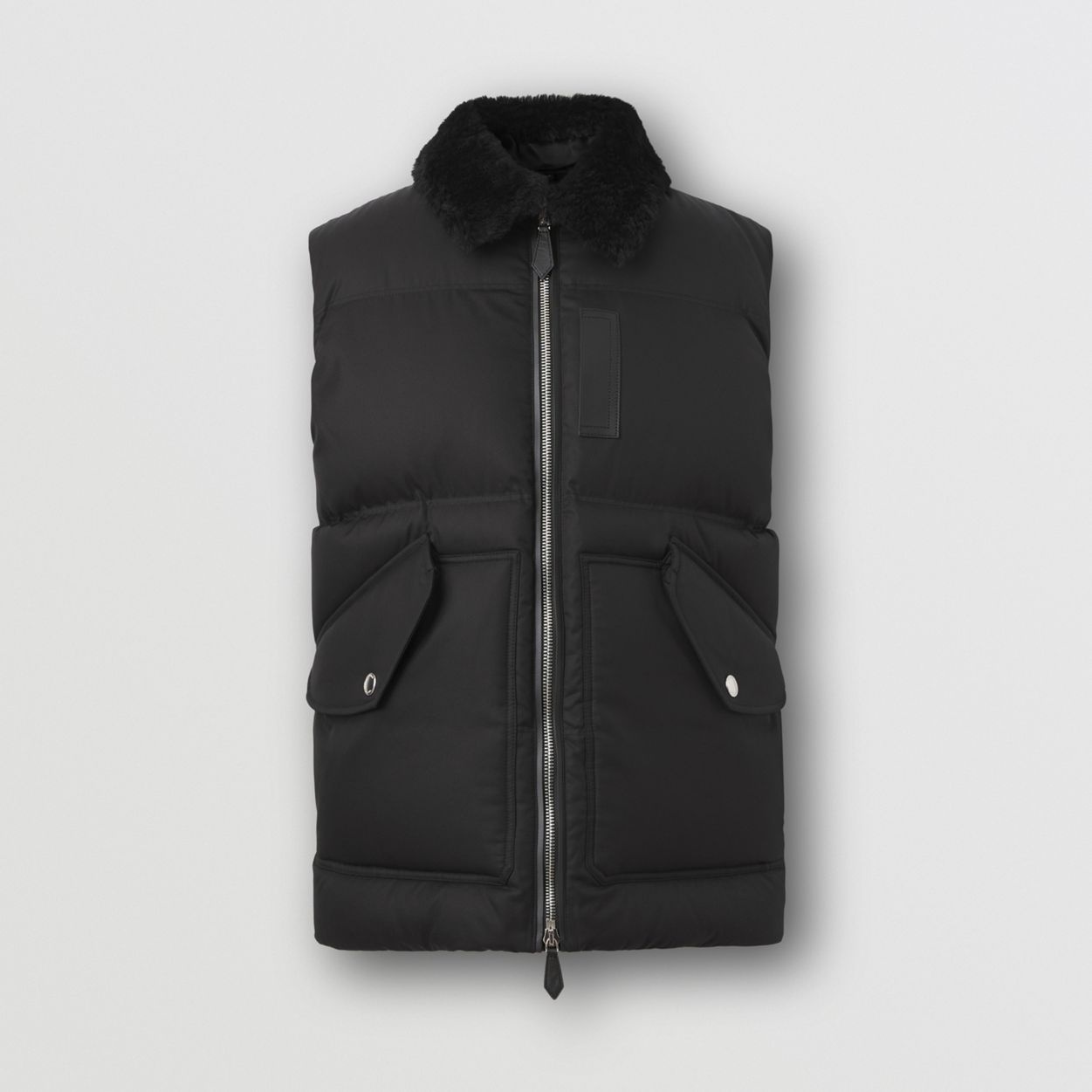 Detachable Shearling Collar Cotton Gabardine Gilet - 1