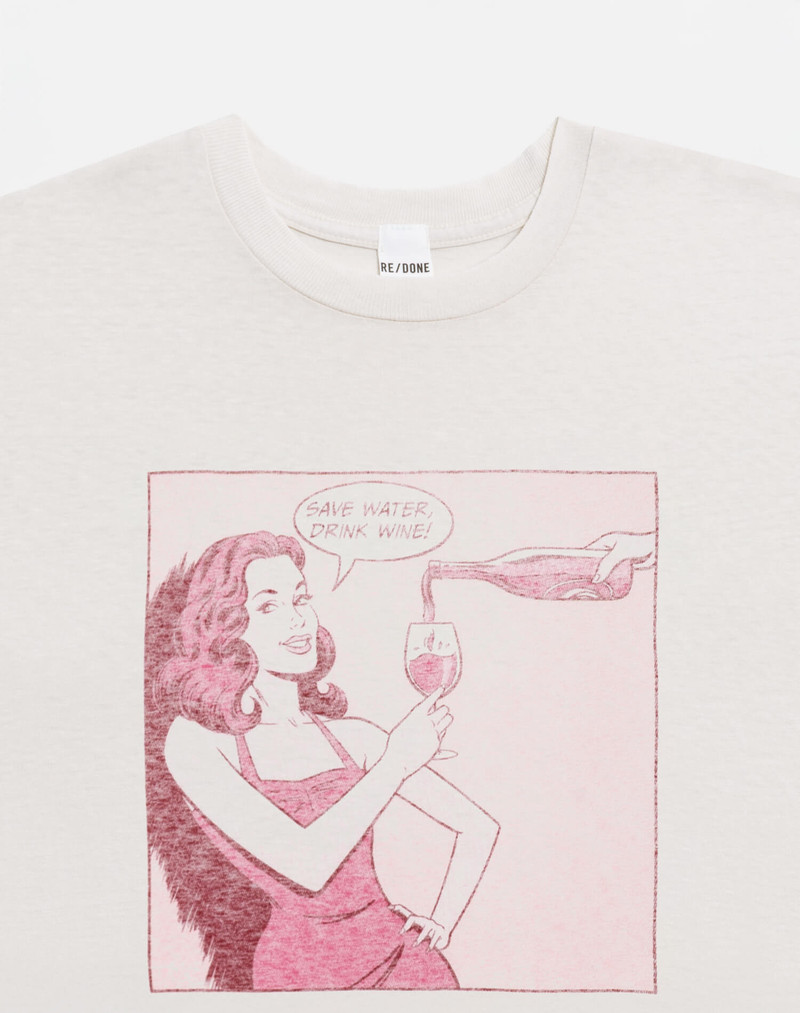 Classic "Drink Wine" Tee - Vintage White 4
