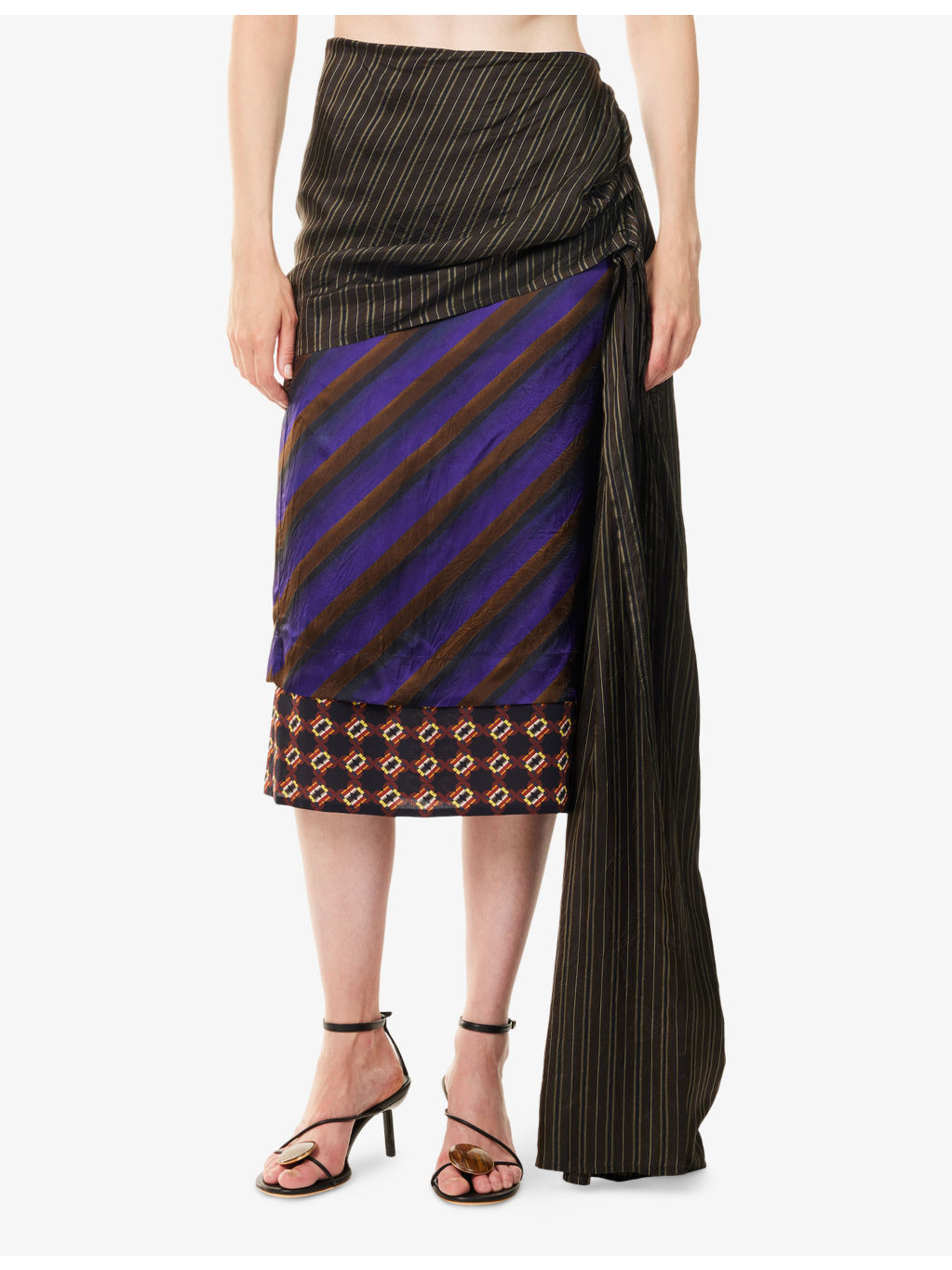 Senice Draped-Panel Silk Midi Skirt - 3