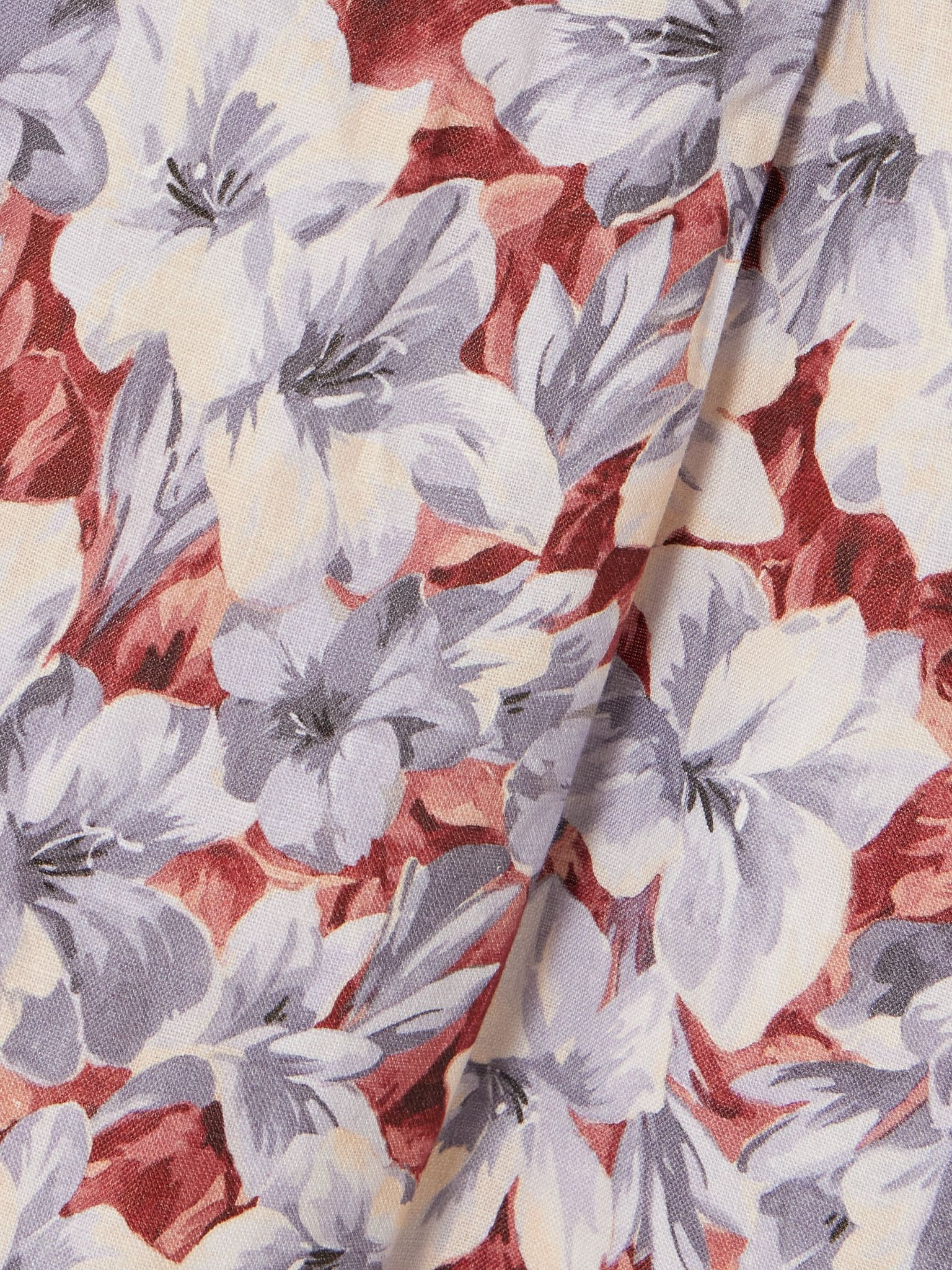Rosalie strapless pleated floral-print linen midi dress Multi - 4