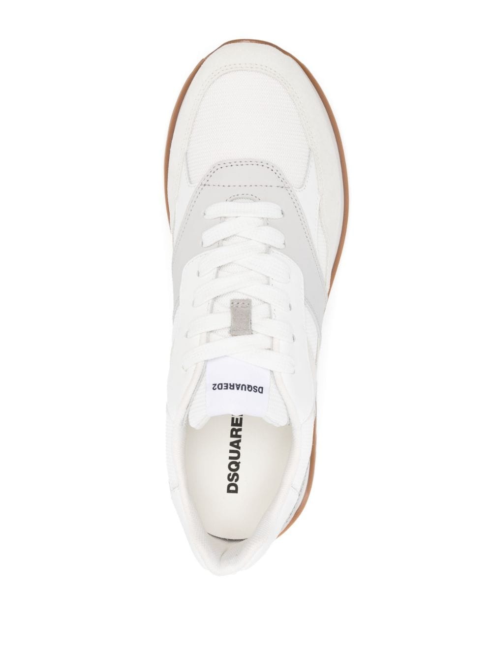 colour-block panelled leather sneakers - 4