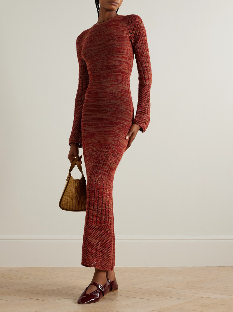 ESCVDO Murga Open-back Pointelle And Ribbed-knit Alpaca Maxi Dress outlook