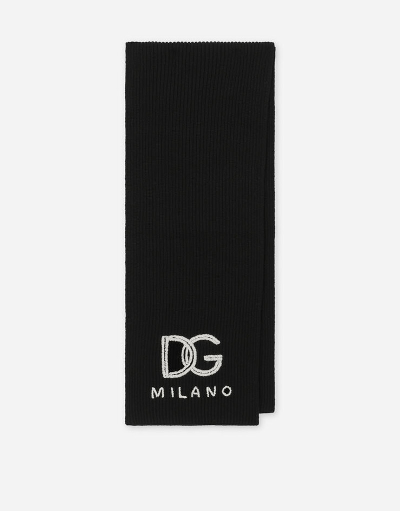 Fisherman’s rib cashmere scarf with DG logo 1