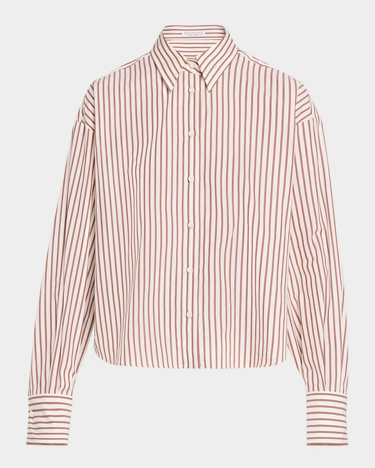 Striped Cotton Poplin Button-Down Shirt - 1