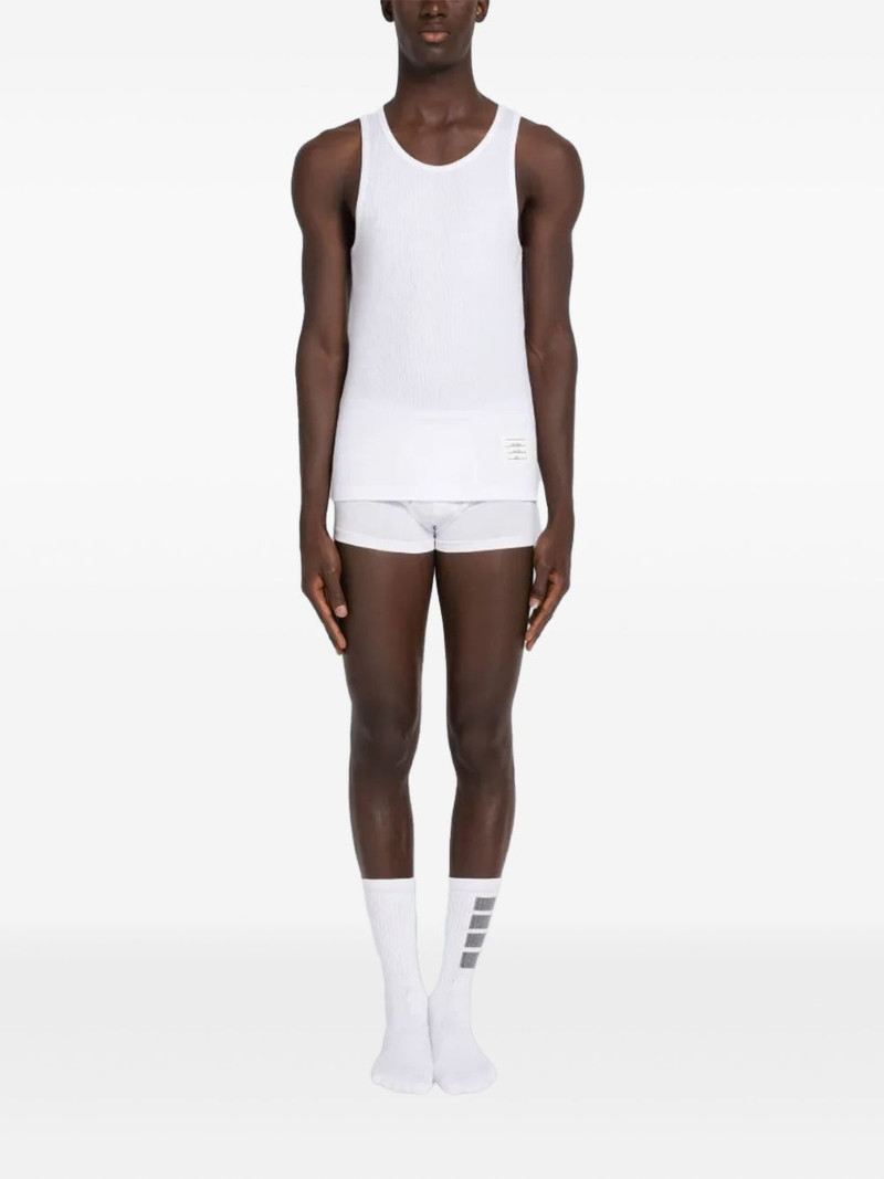 Thom Browne ribbed logo-appliqué tank top outlook