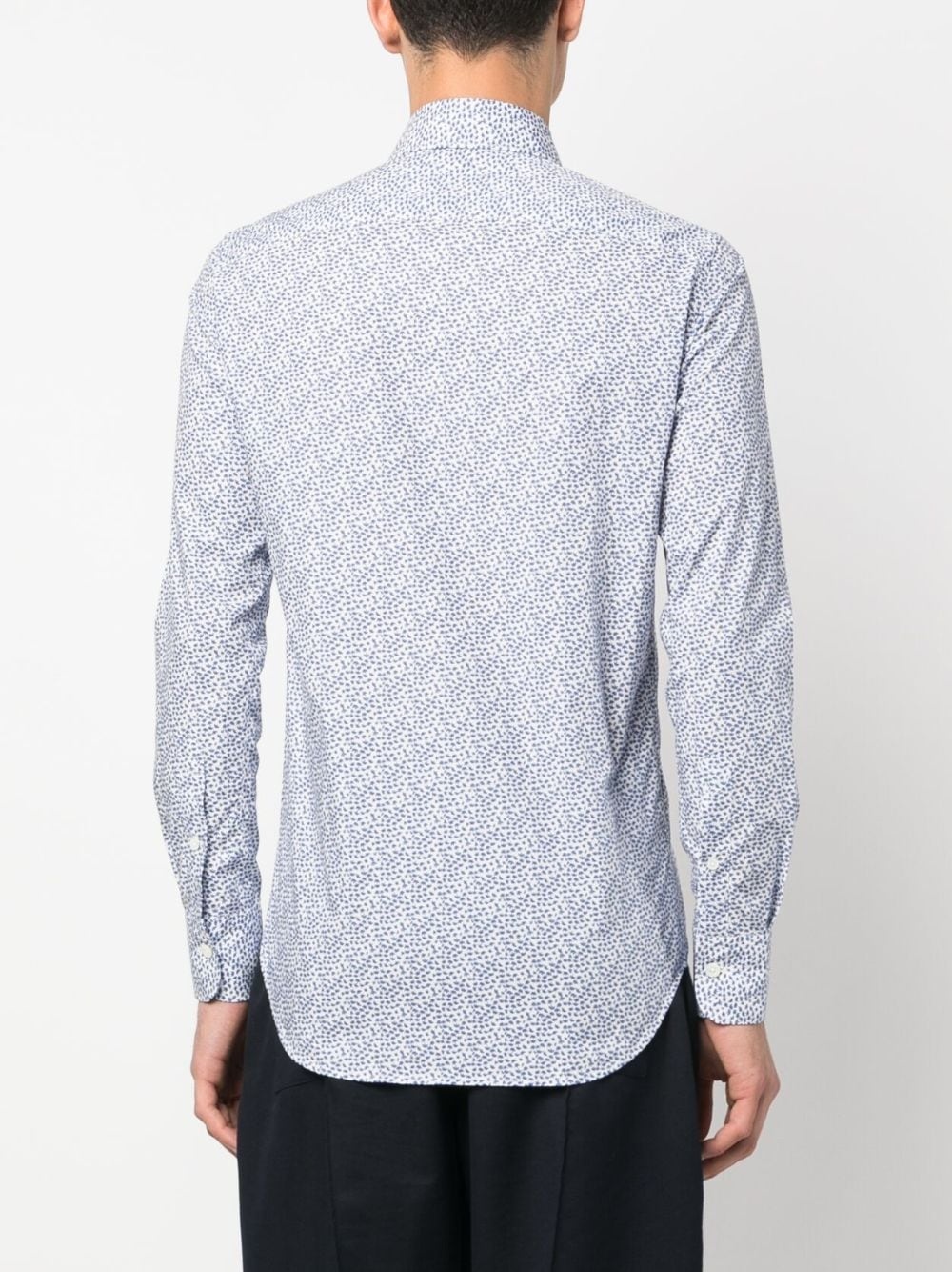 micro leaf-print cotton shirt - 4