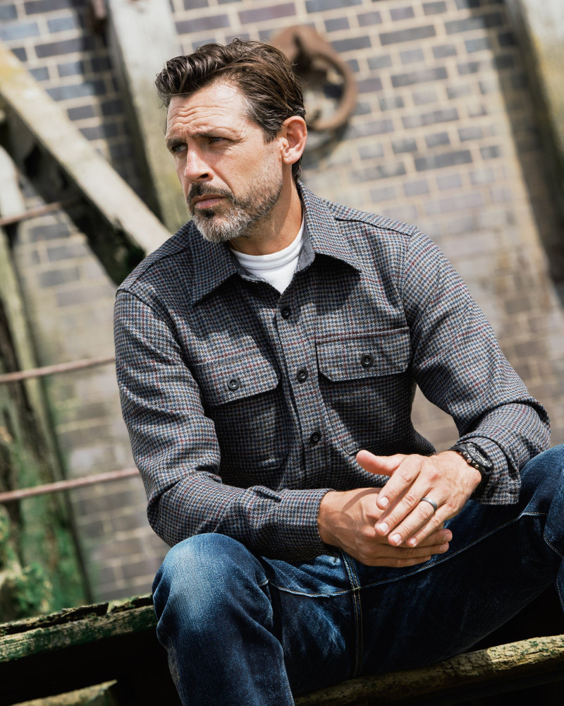 IHDR-434-PPT 14OZ FOX BROTHERS® WOOL CPO SHIRT - ANTIQUE PEWTER PUPPYTOOTH CHECK 5