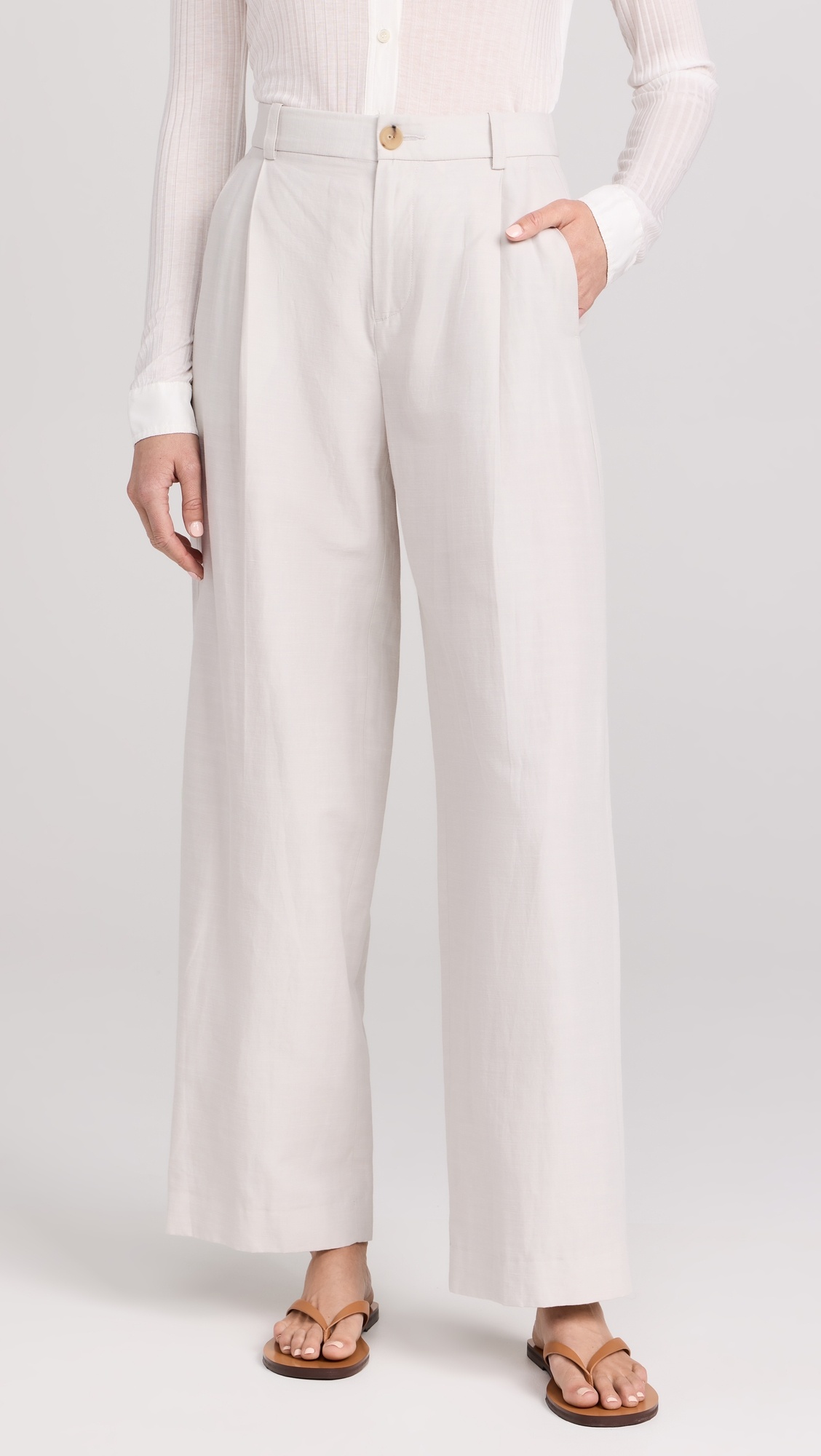 High Waisted Casual Tailored Wide Leg Pants - 6