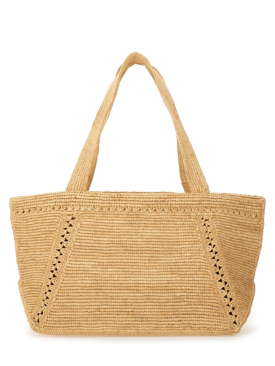 LARGE RAFFIA MONOGRAM JP TRAPEZE TOTE BAG - 2