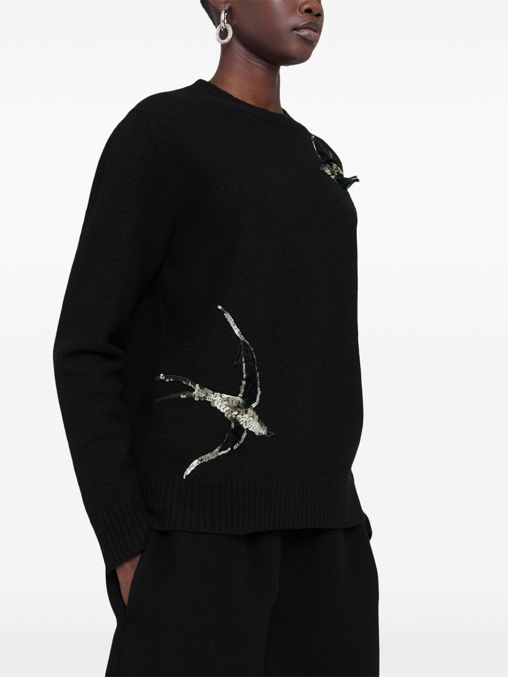 crew-neck sequin-embellished jumper - 4