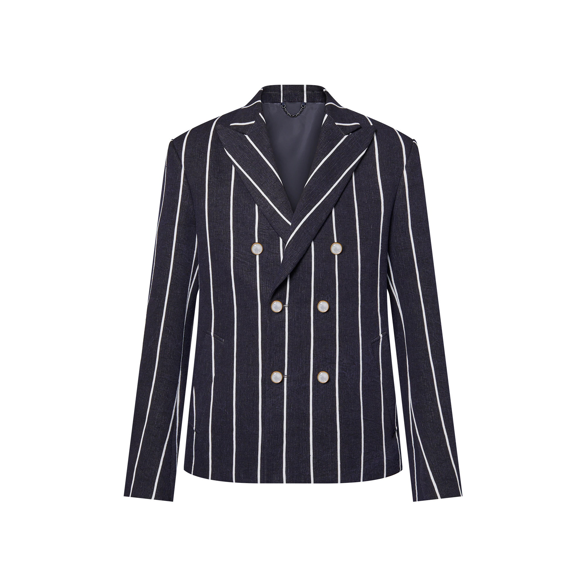 Double-Breasted Linen And Cotton Blend Tailored Jacket - 1