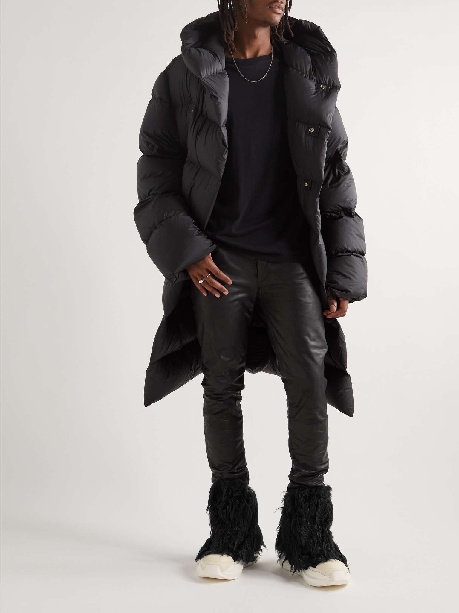 Leather-Trimmed Faux Fur and Canvas High-Top Sneakers - 2