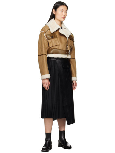 LVIR Black Pleated Faux-Leather Midi Skirt outlook