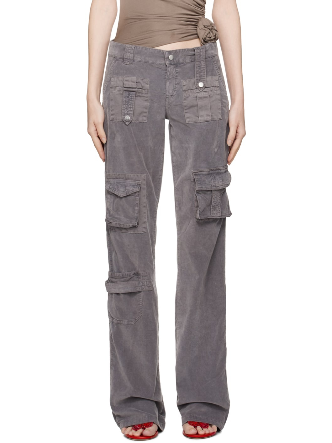 Gray Cargo Pocket Trousers - 1