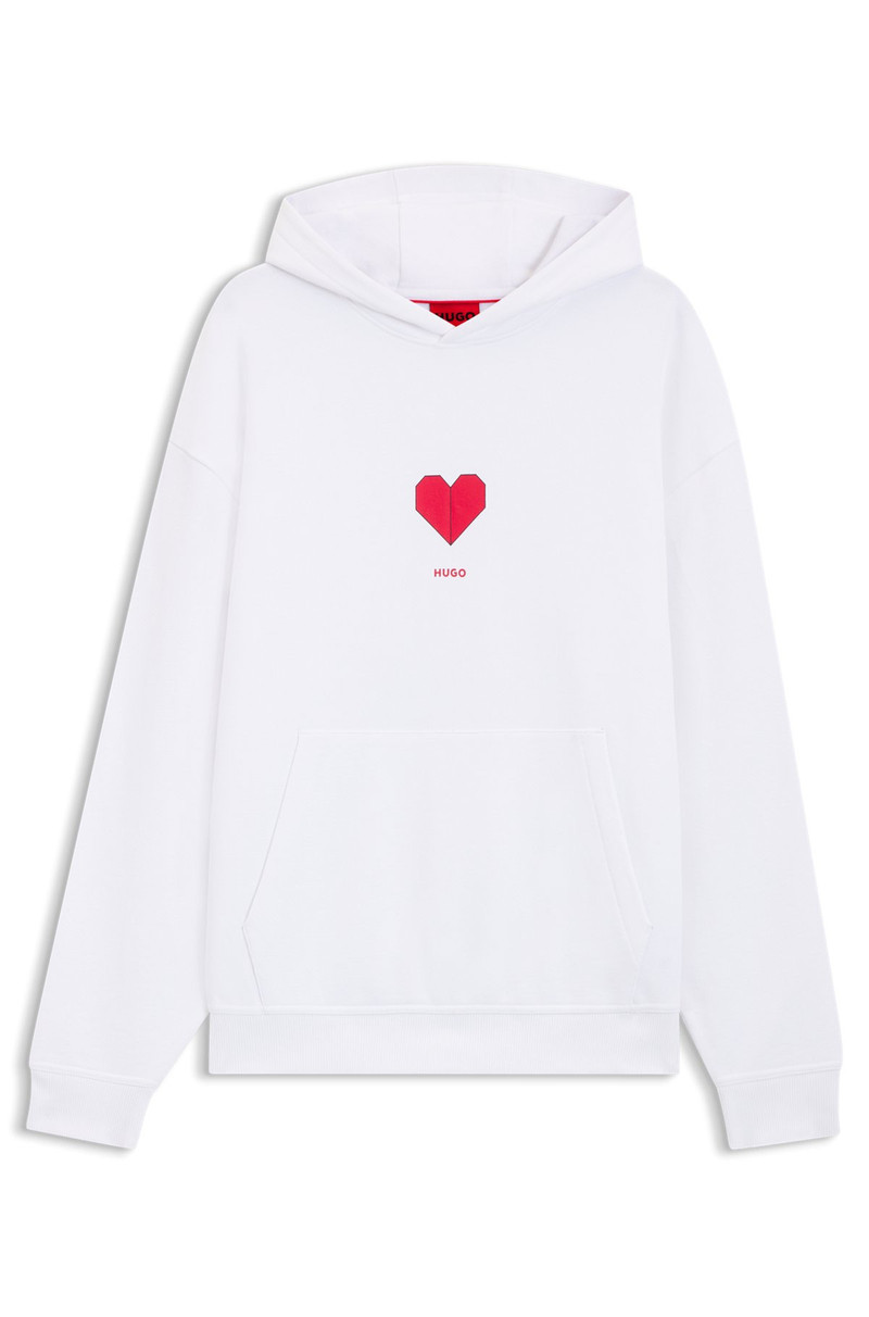 COTTON-TERRY HOODIE WITH ORIGAMI-HEART ARTWORK 1