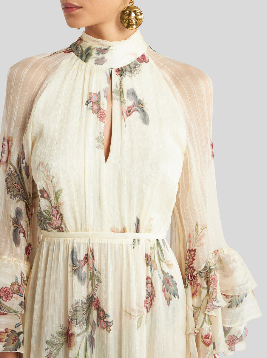 LONG PRINTED SILK CREPON DRESS - 2