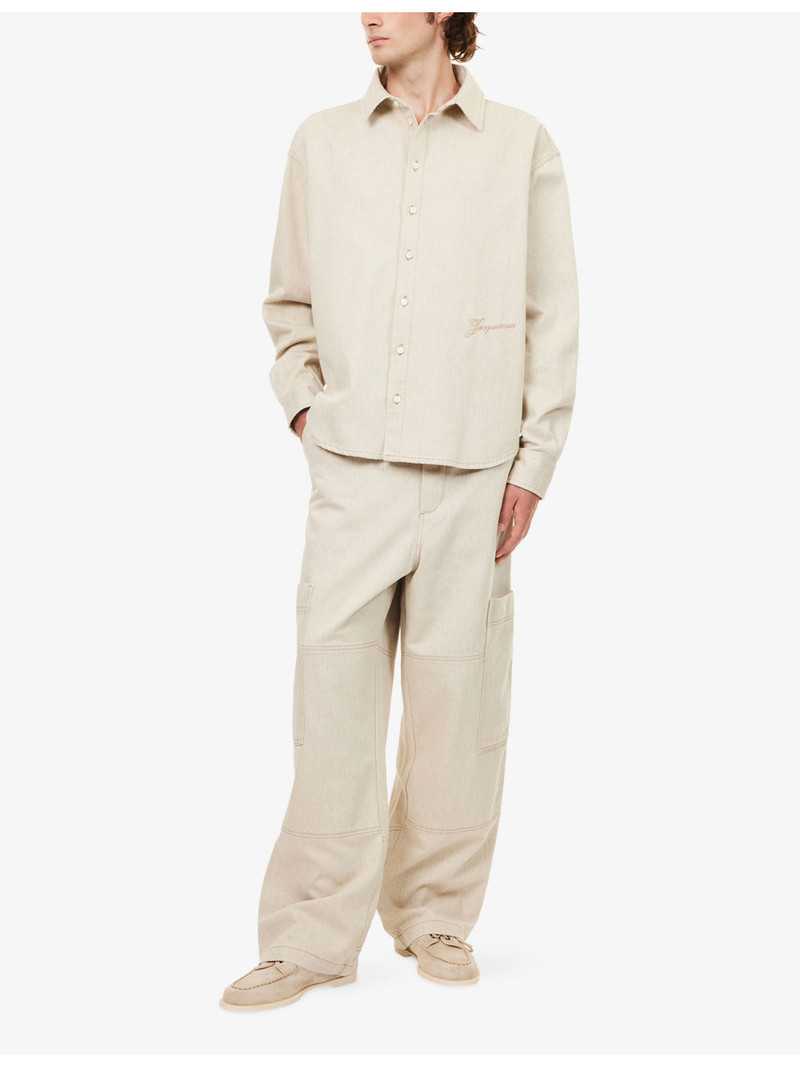 JACQUEMUS Simon Embroidered-Logo Denim Shirt outlook