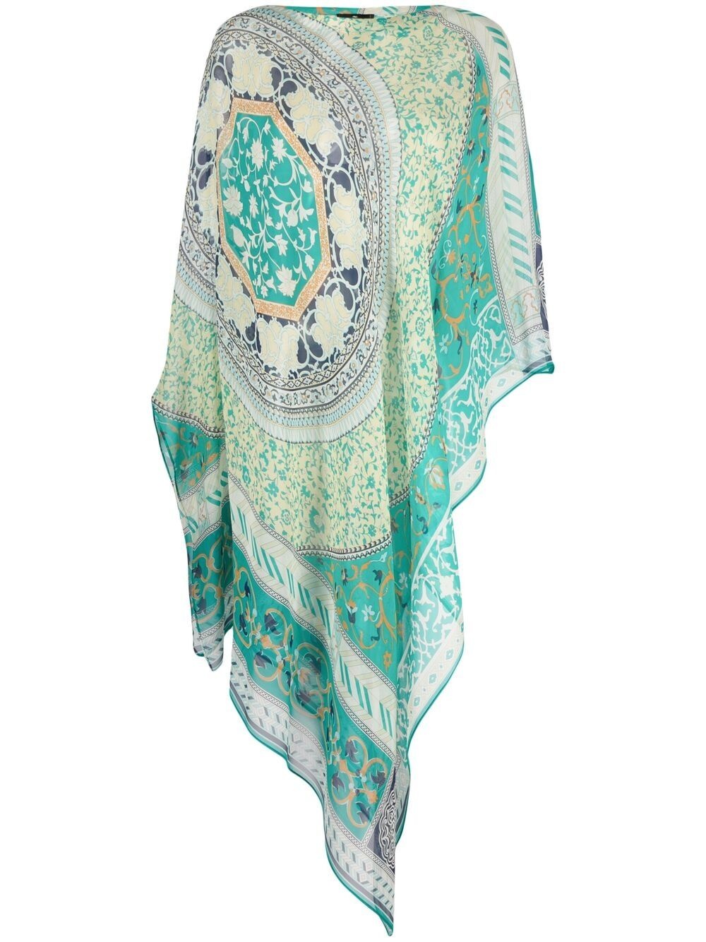 geometric-print silk poncho top - 1