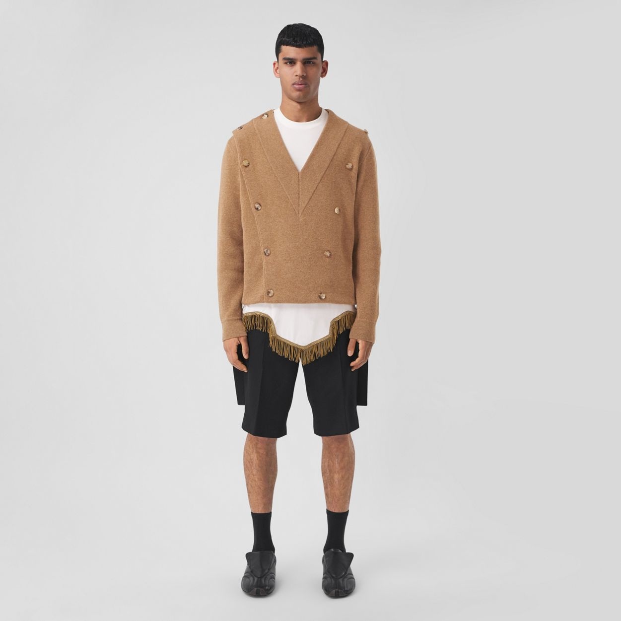 Technical Wool Double-breasted V-neck Sweater - 2