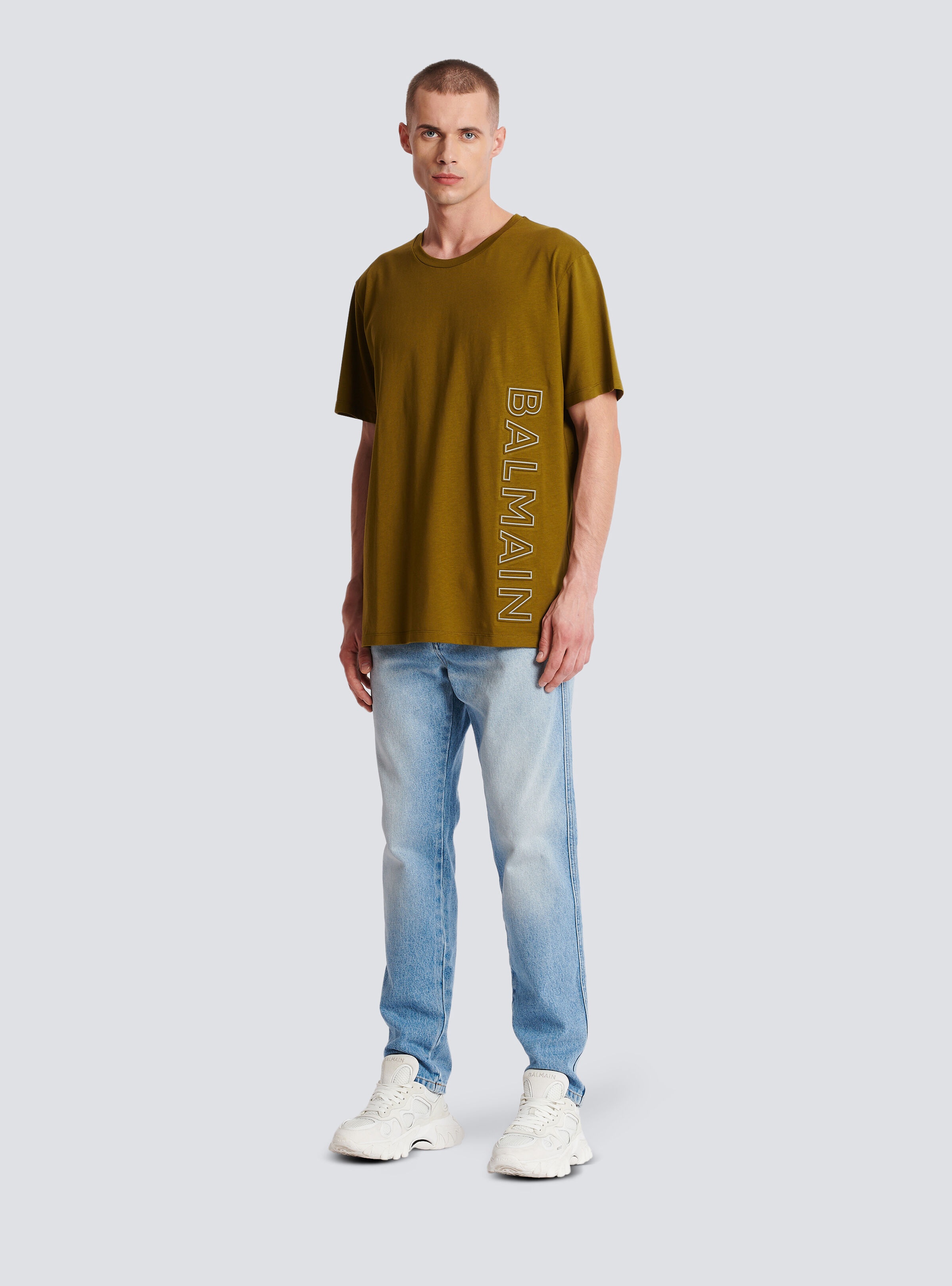 T-shirt in eco-responsible cotton with reflective Balmain logo - 2
