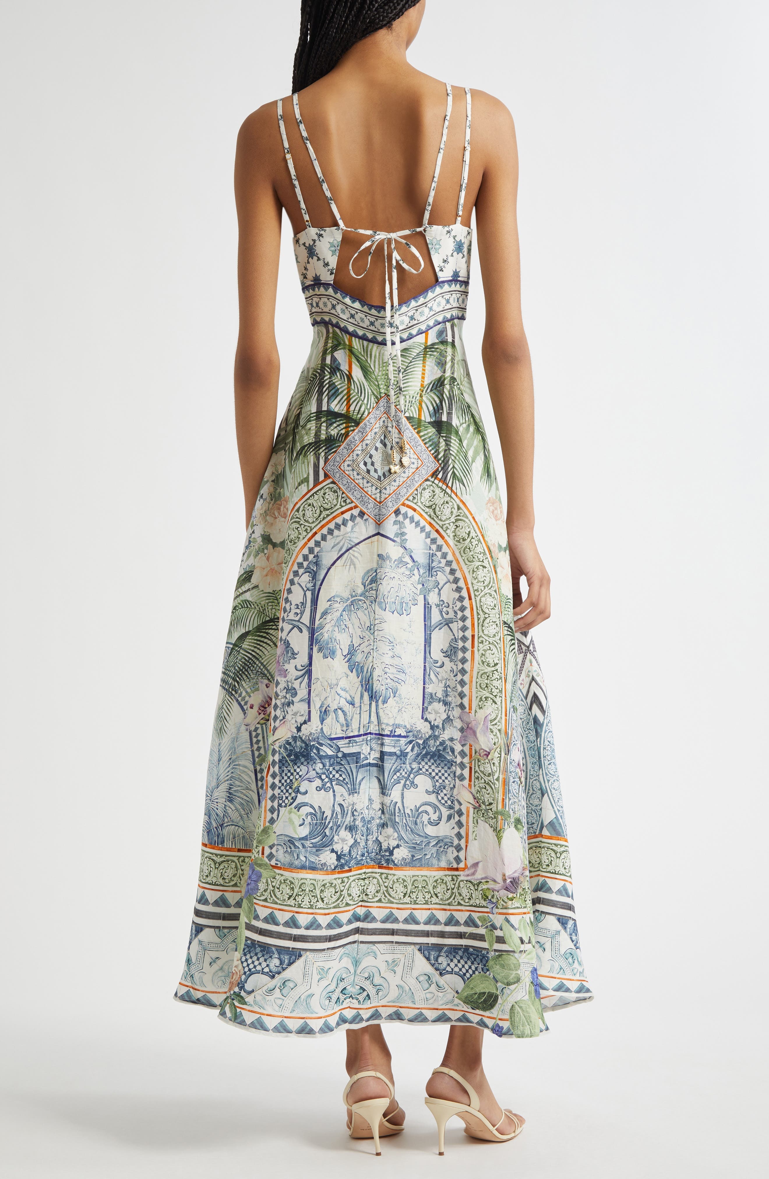 Camilla Strap Detail Linen & Silk Maxi Dress in Jardim Party at Nordstrom - 2