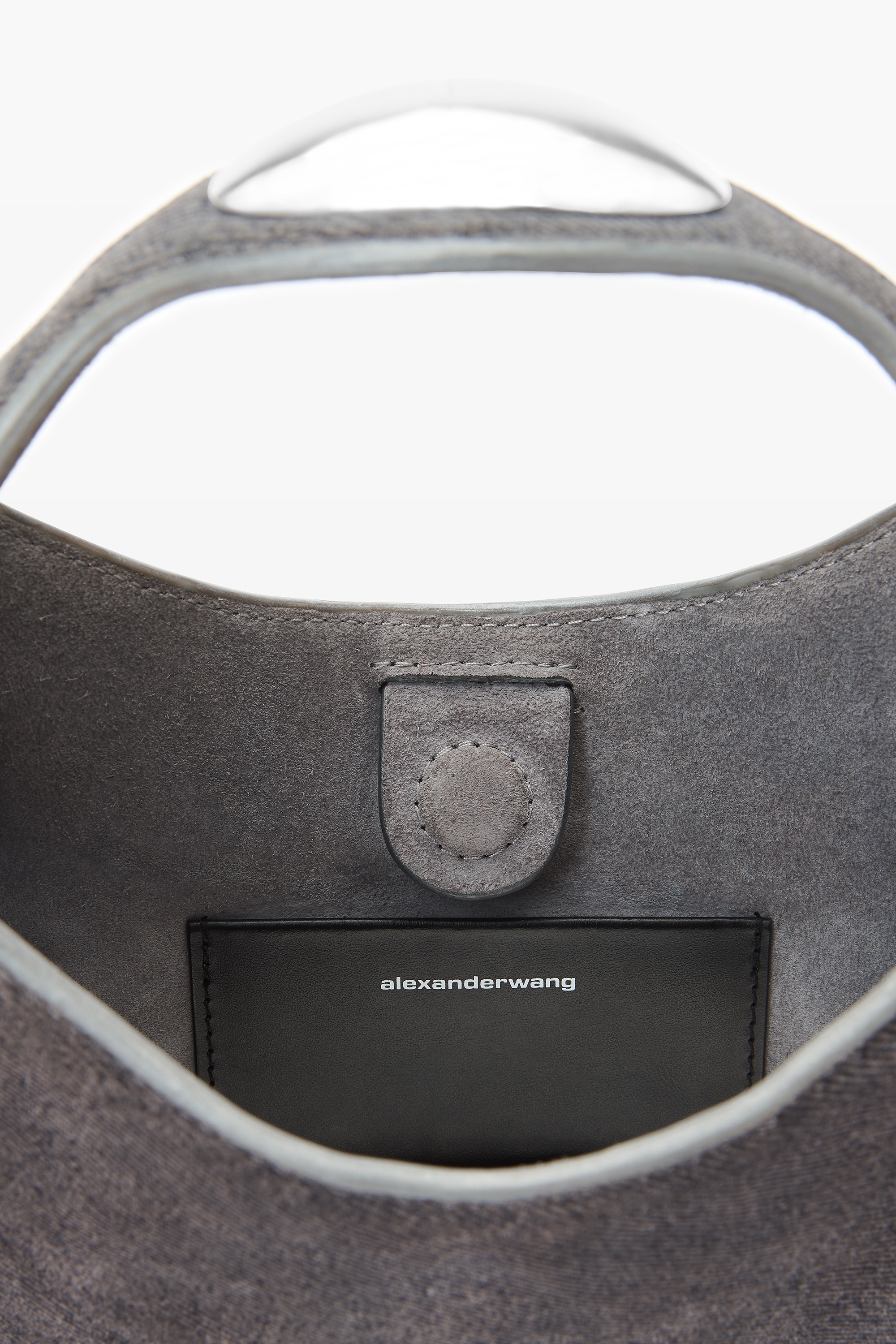 dome circular top-handle bag in trompe-l'oeil denim leather - 4