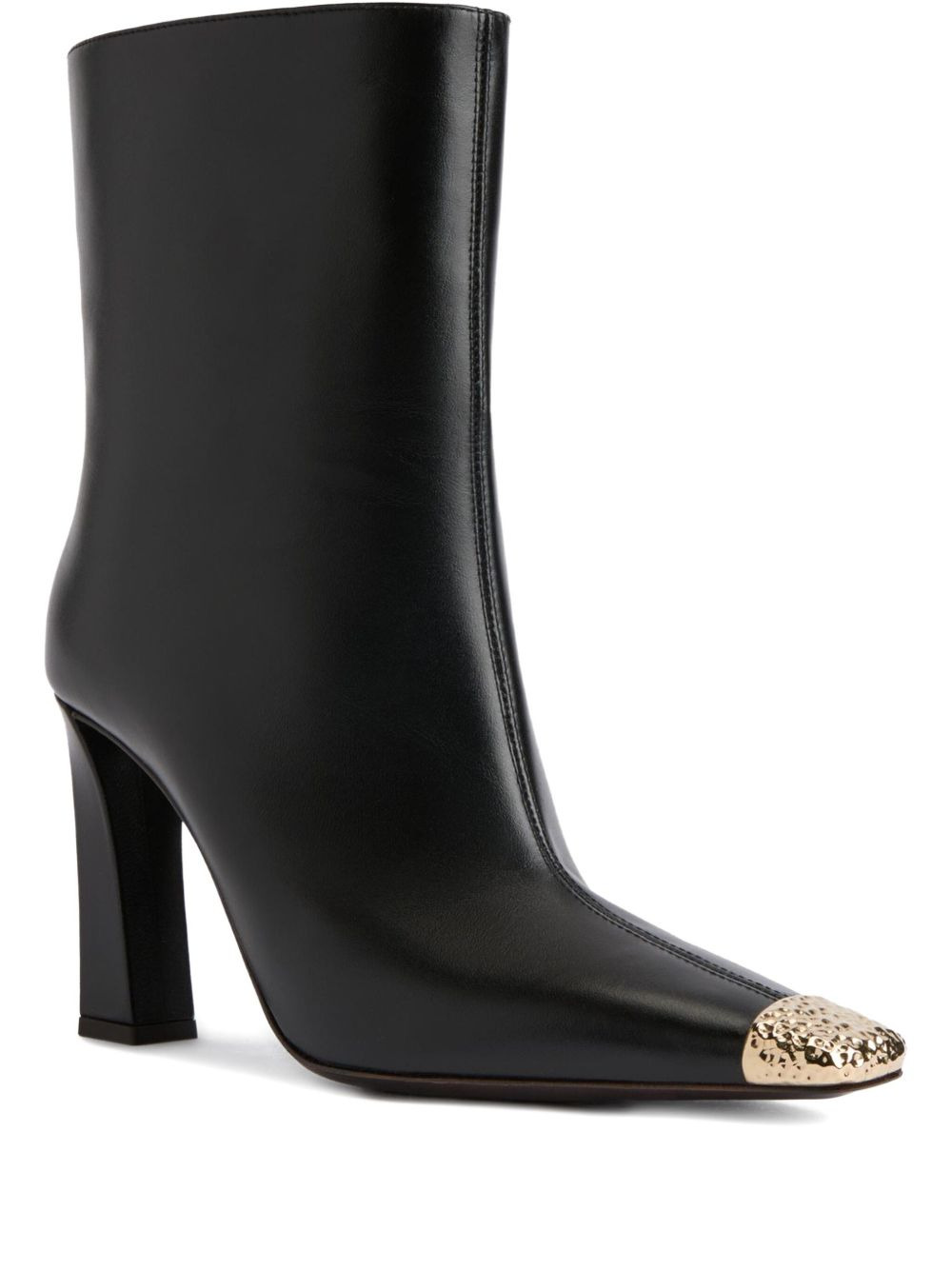 metallic-toe block-heel boots - 1