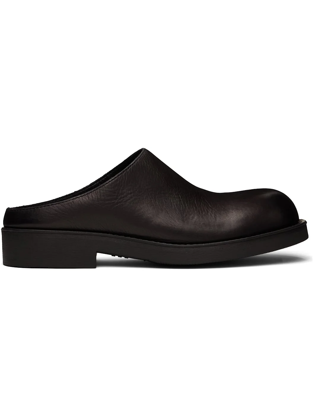 Black Leather Biker Mule Loafers - 1