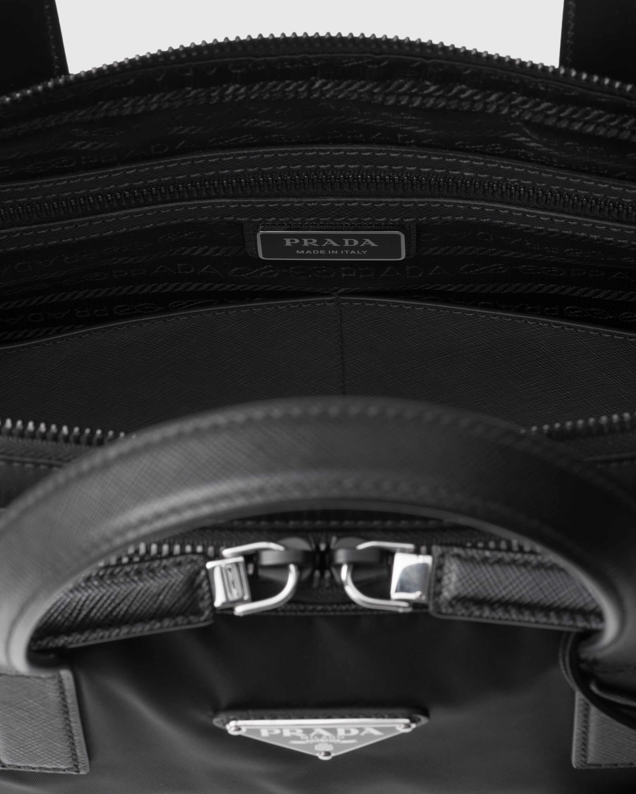 Re-Nylon and Saffiano leather briefcase - 4