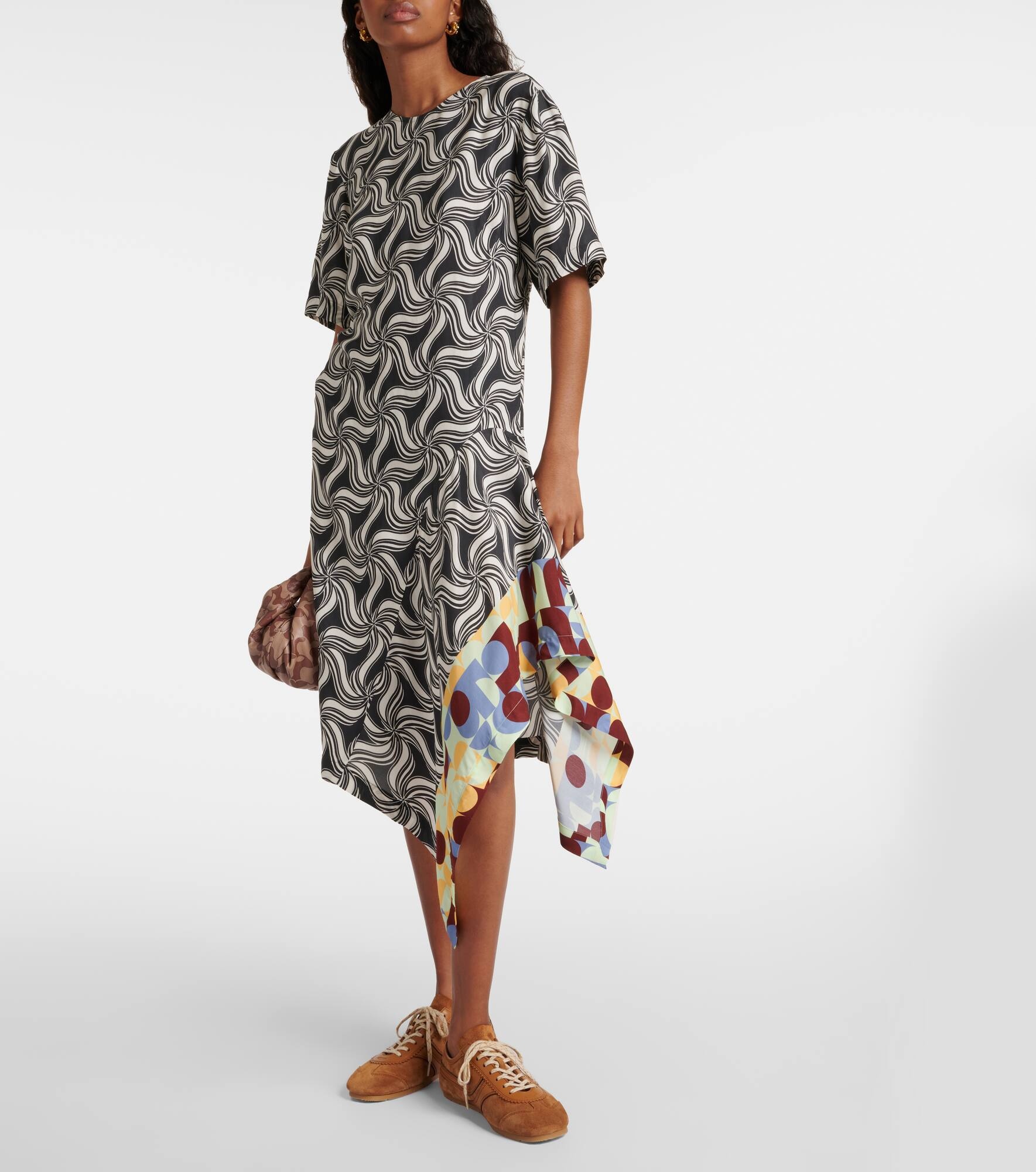 Printed asymmetric midi dress - 6