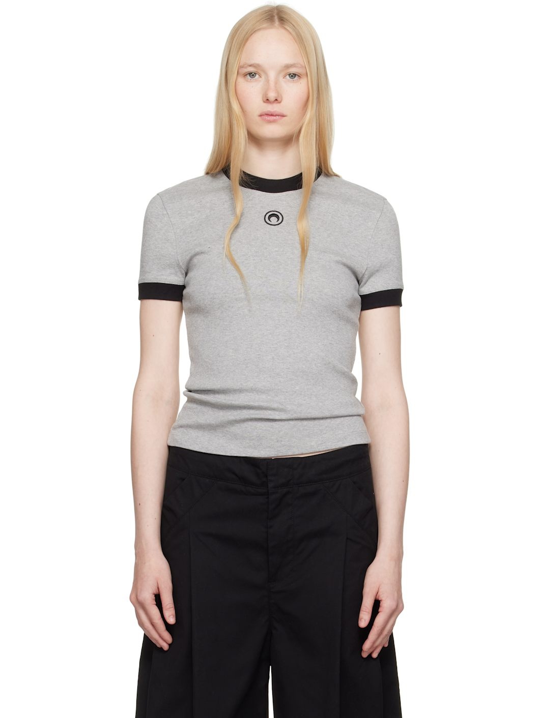 Gray Moon Logo Jersey Fitted T-shirt - 1